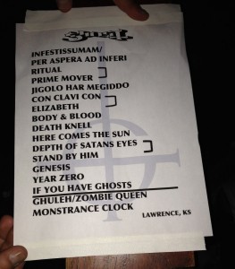 Ghost setlist